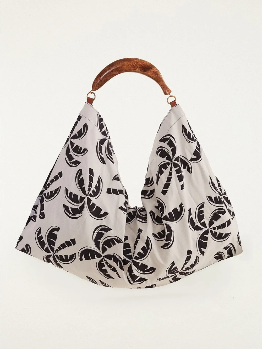 Farm Rio Black And White Palm Trees Scarf Tote Bag